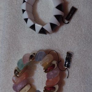 Boho Chunky Bracelets Two, Piano key Black/White, and Multi-Color